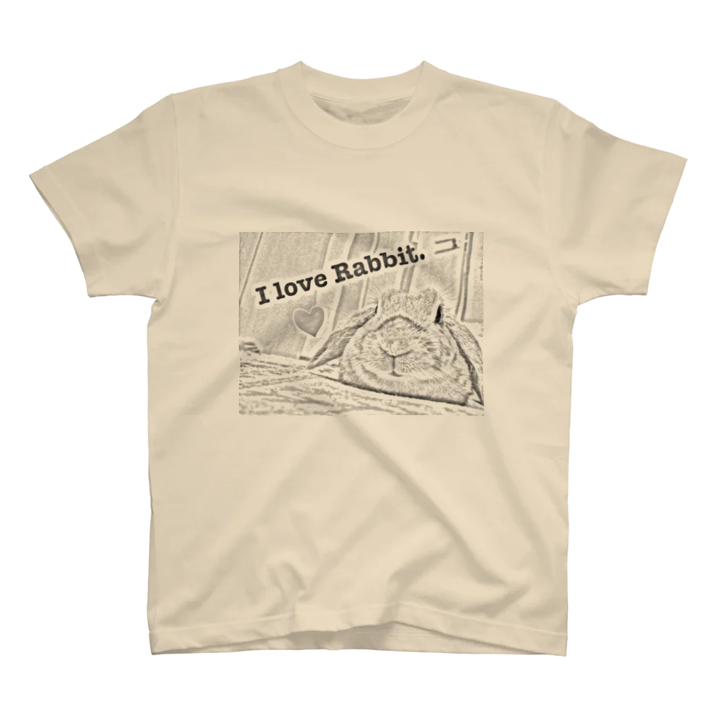 suzucafe"のI love Rabbit.モノクロ スタンダードTシャツ