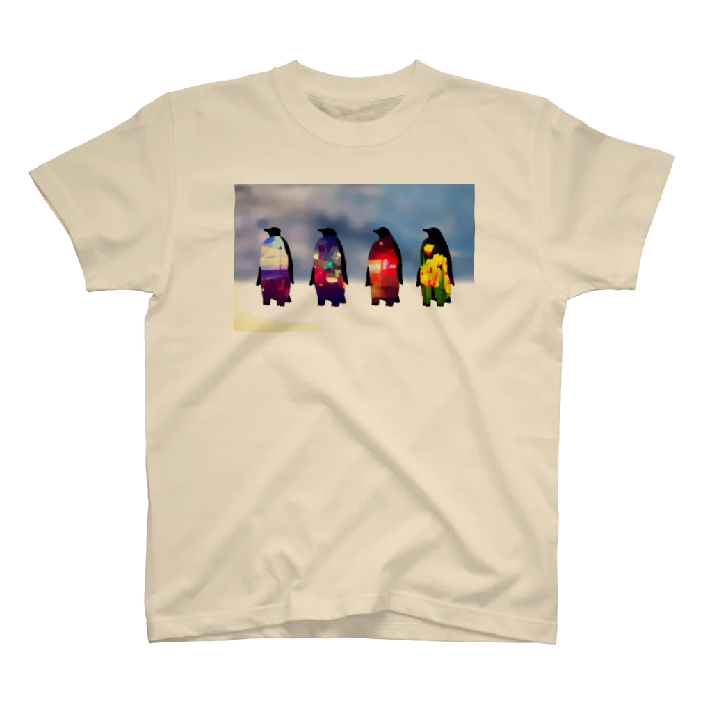 さむろのmemory penguins (beach) スタンダードTシャツ