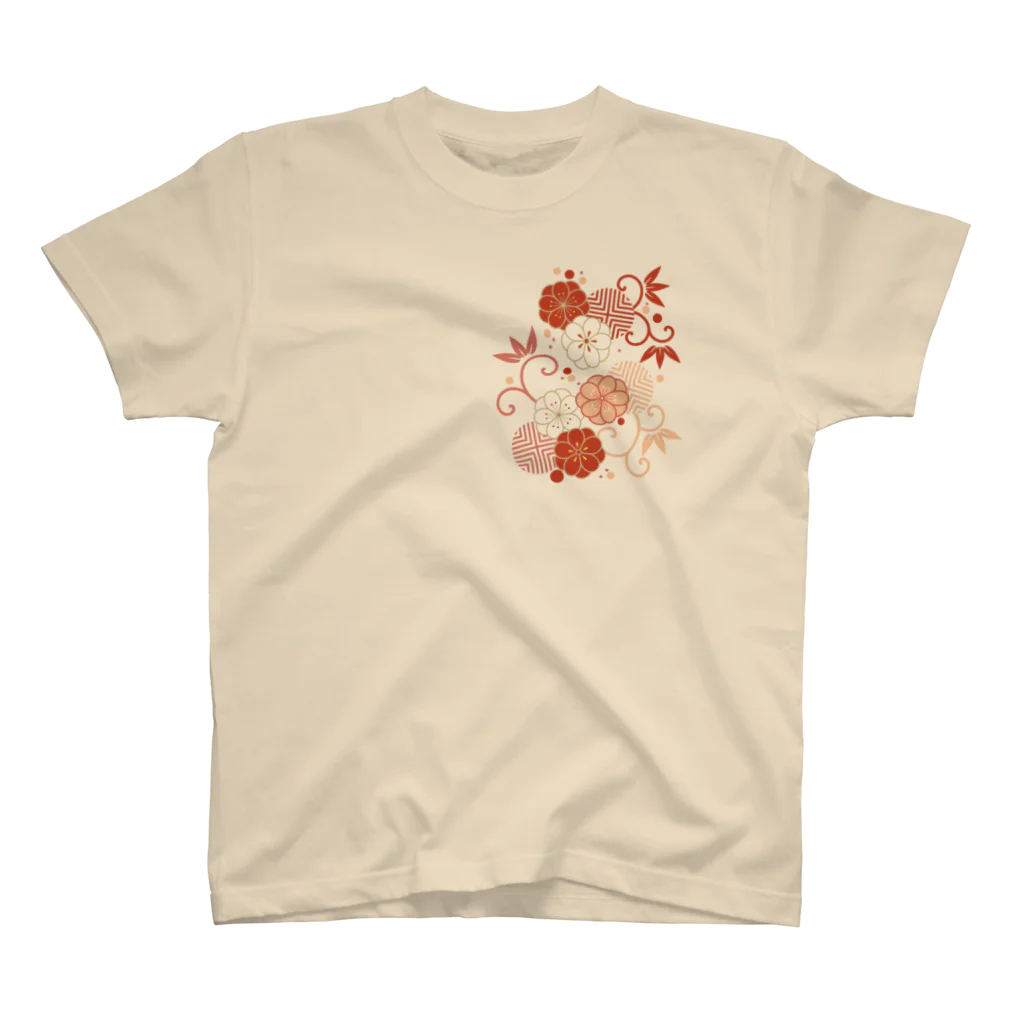 fujiatsuの梅と唐草（赤） Regular Fit T-Shirt