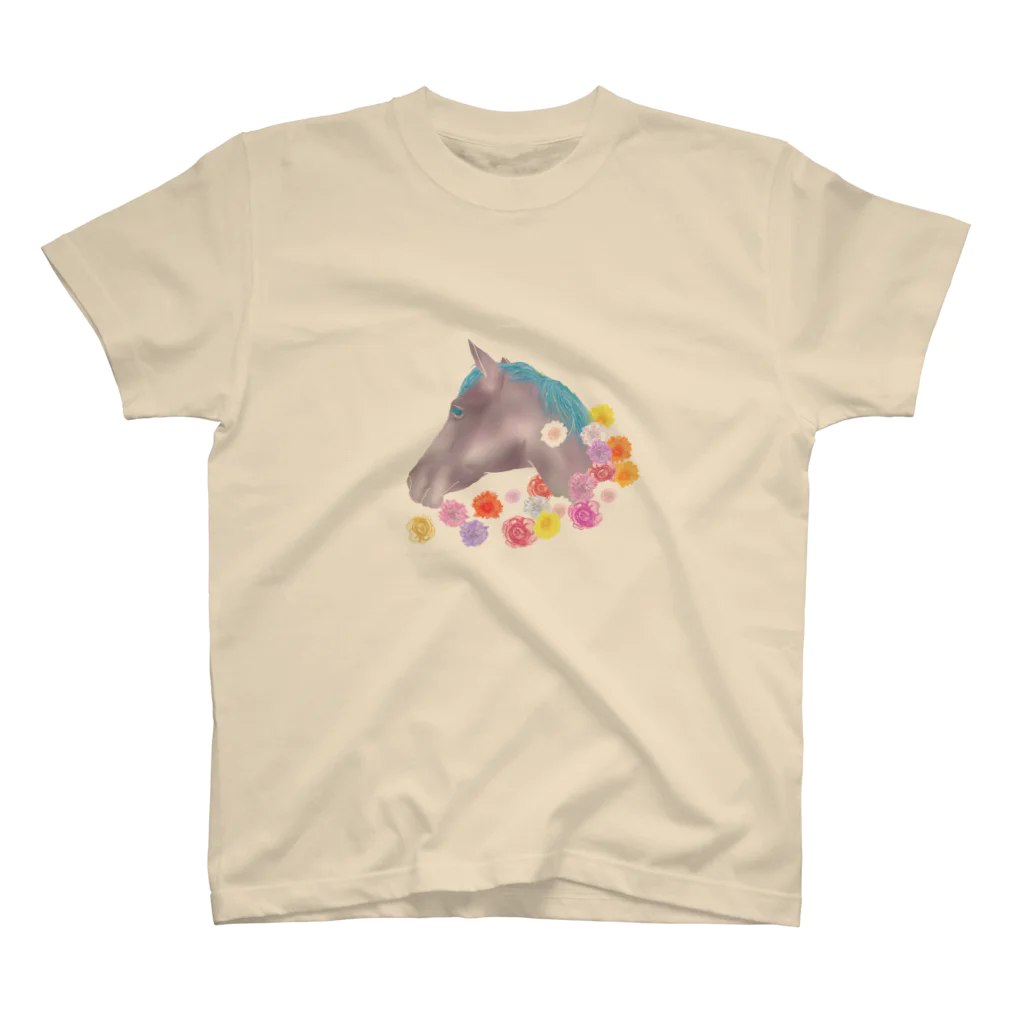 hamly hamuko.の馬と花 Regular Fit T-Shirt