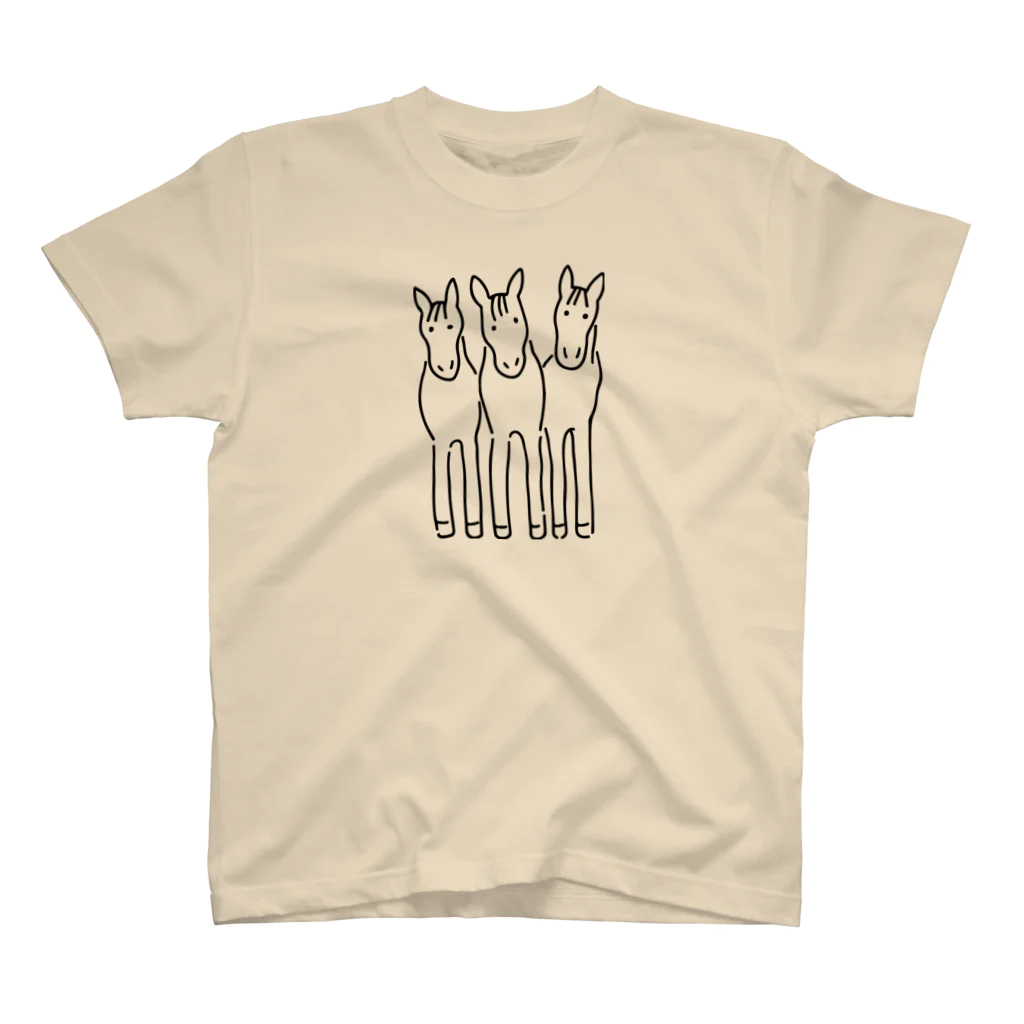 Pipopapotanの3 foals 馬3頭 背面もあり ブラックライン Regular Fit T-Shirt