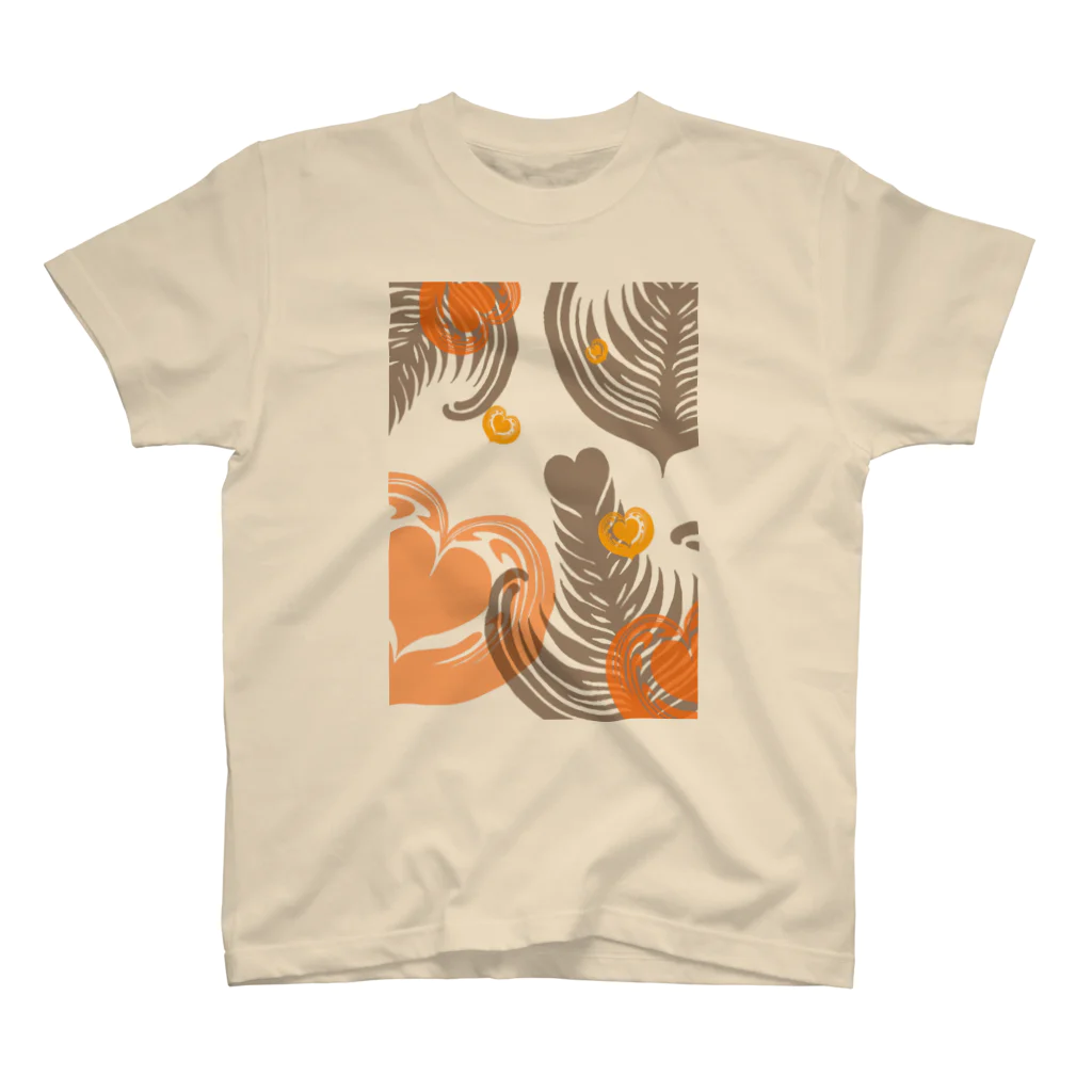 Prism coffee beanの【ラテアート】レイヤーラテアート/オレンジブラウン Regular Fit T-Shirt
