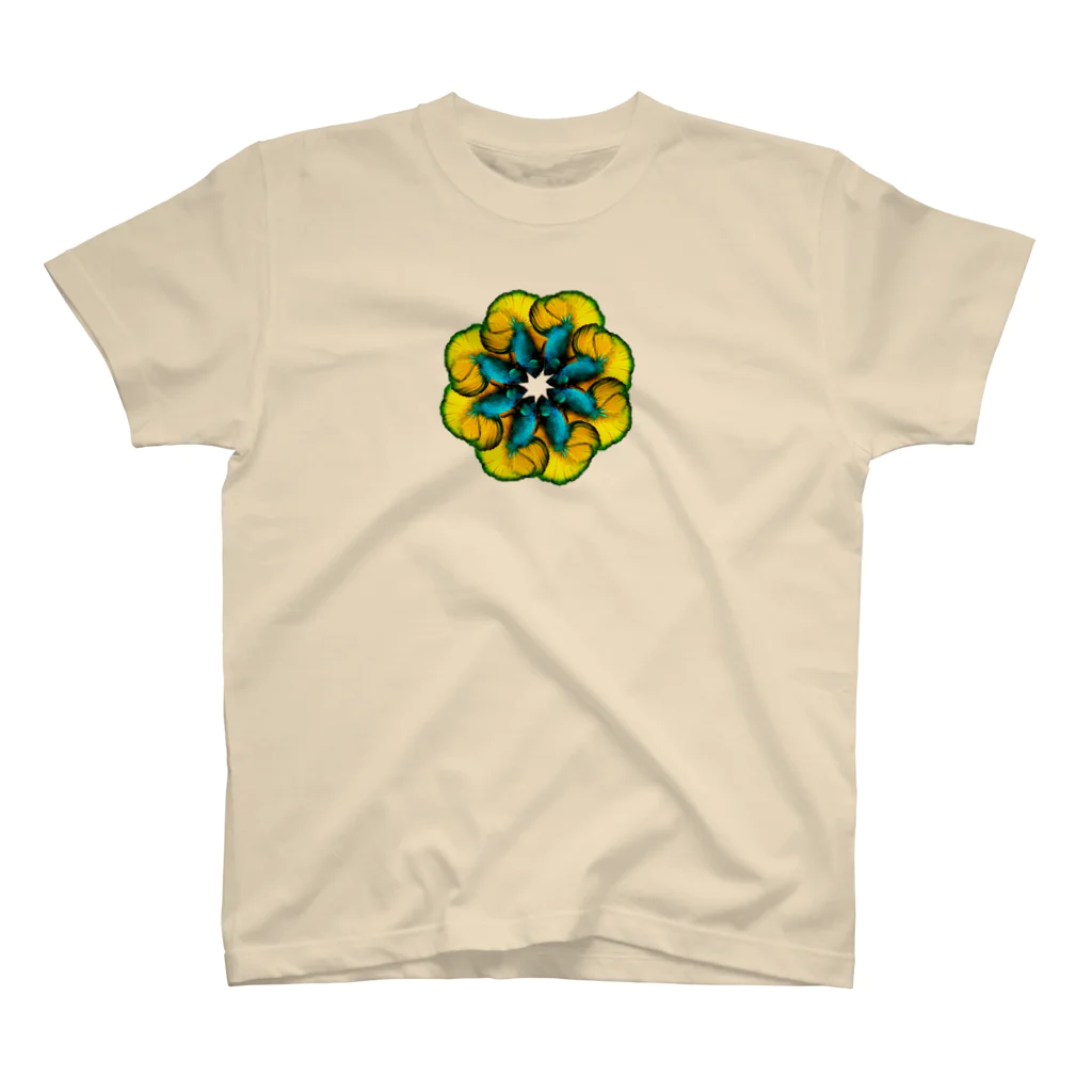 ミルエルのベタの花グリーンマスタード スタンダードTシャツ