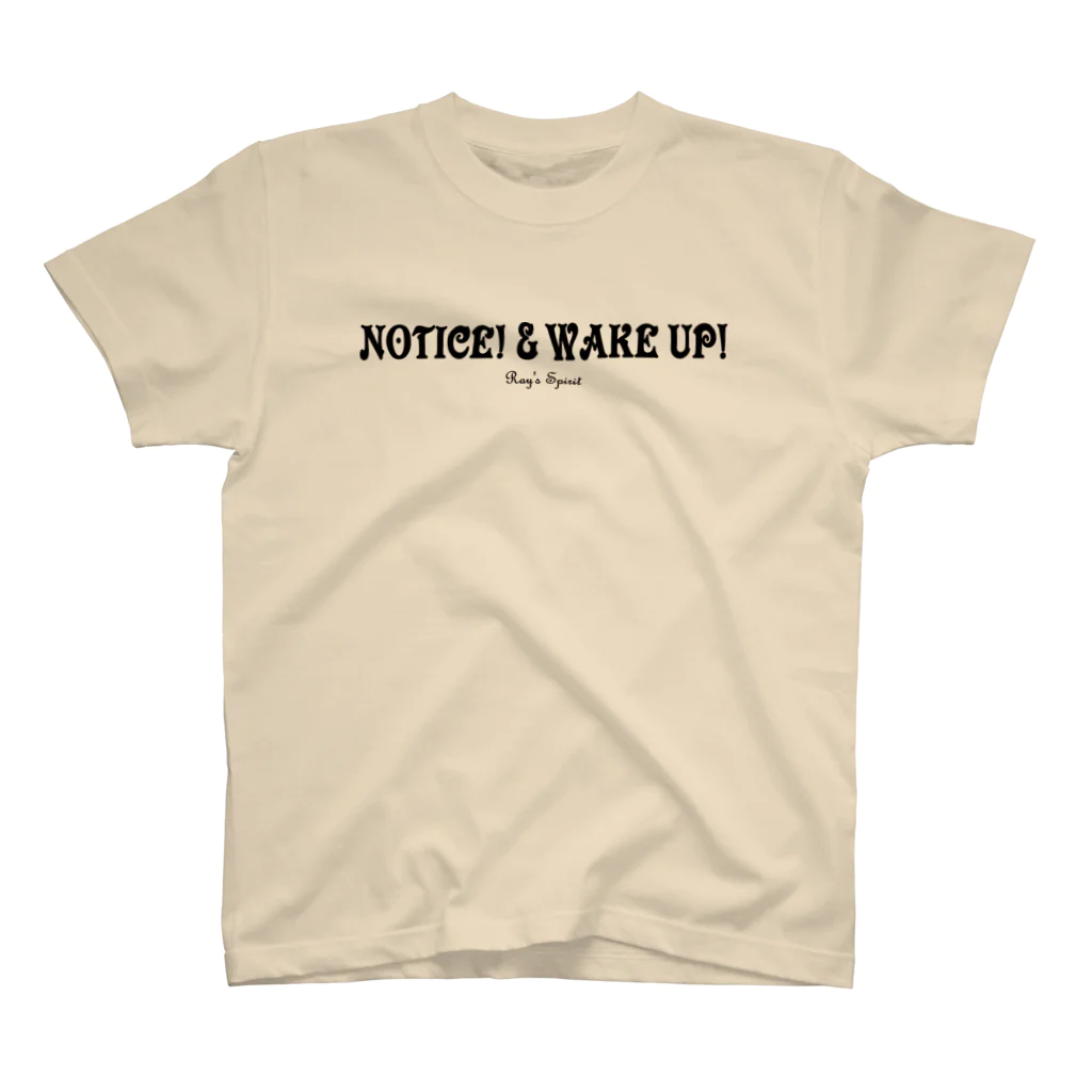 Ray's Spirit　レイズスピリットのNOTICE! & WAKE UP!（BLACK） Regular Fit T-Shirt