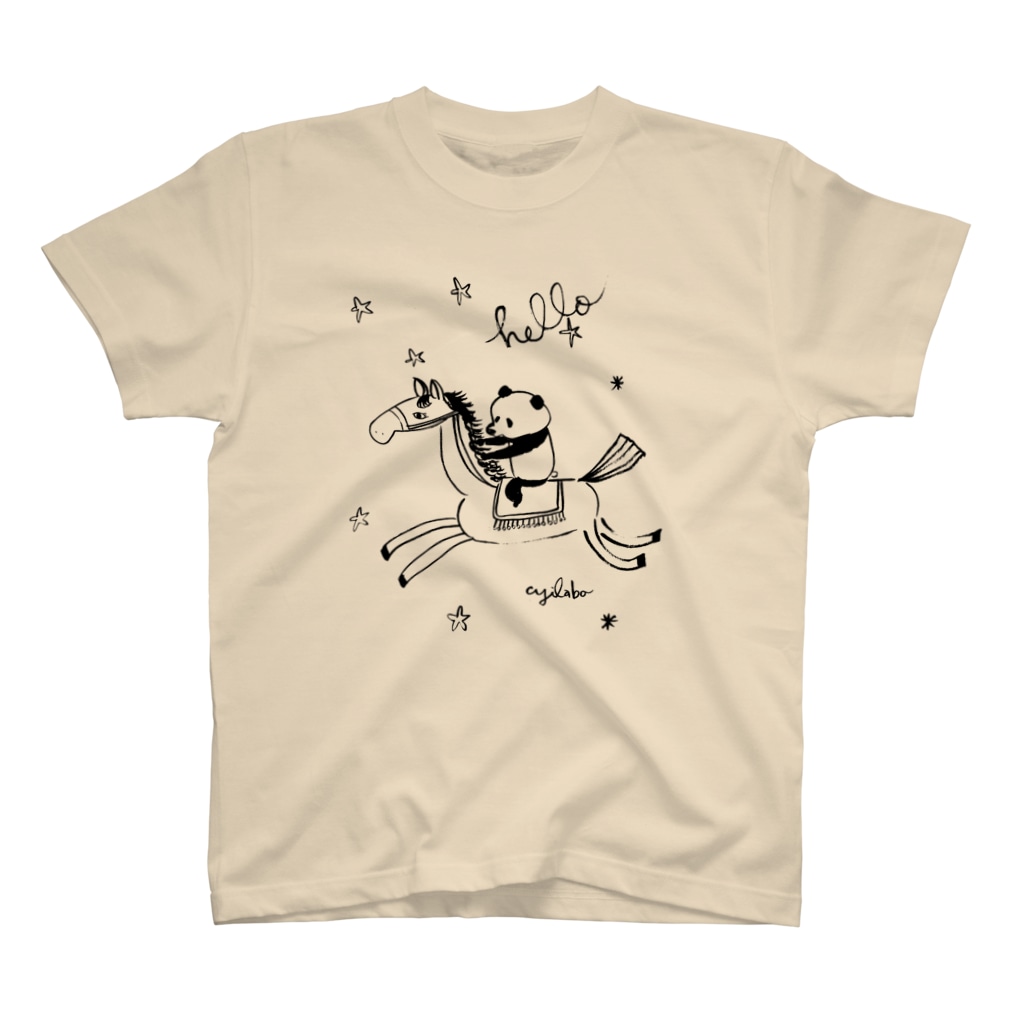 cyilaboの馬乗りパンダ空を飛ぶ Regular Fit T-Shirt