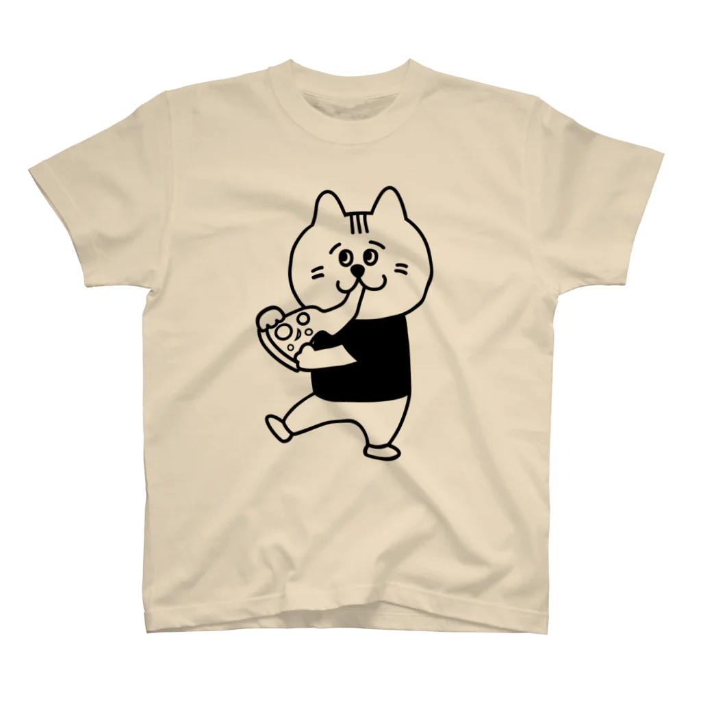 BEERKICHI(ビアキチ)の【前面/ロゴなし】ビアキチくん(ピザ) スタンダードTシャツ