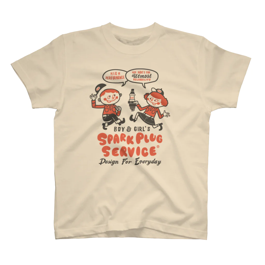 Design For EverydayのスパークプラグとBoy & Girl★アメリカンレトロ【片面B柄】 Regular Fit T-Shirt