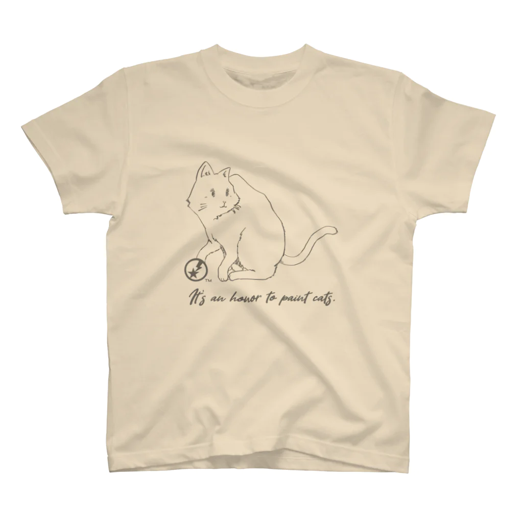 AMKWorksのさらり画（名言イラストT（猫 グレー）） スタンダードTシャツ