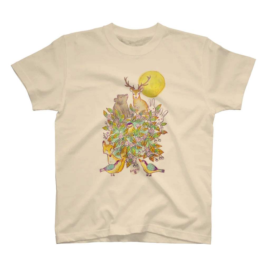 Kasaco's Design Roomの満月の夜〜一枚の葉〜 スタンダードTシャツ