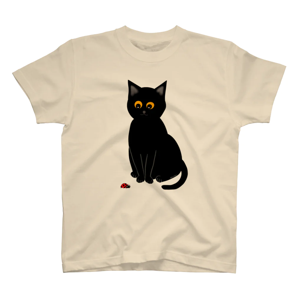 ekoeko ショップの黒猫とてんとう虫 Tシャツ スタンダードTシャツ