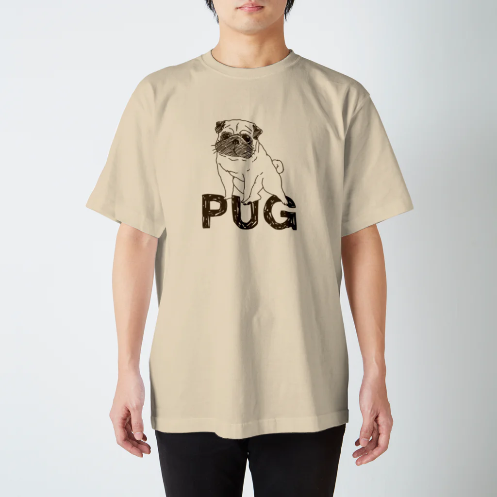 senorthepugのパグ座り スタンダードTシャツ