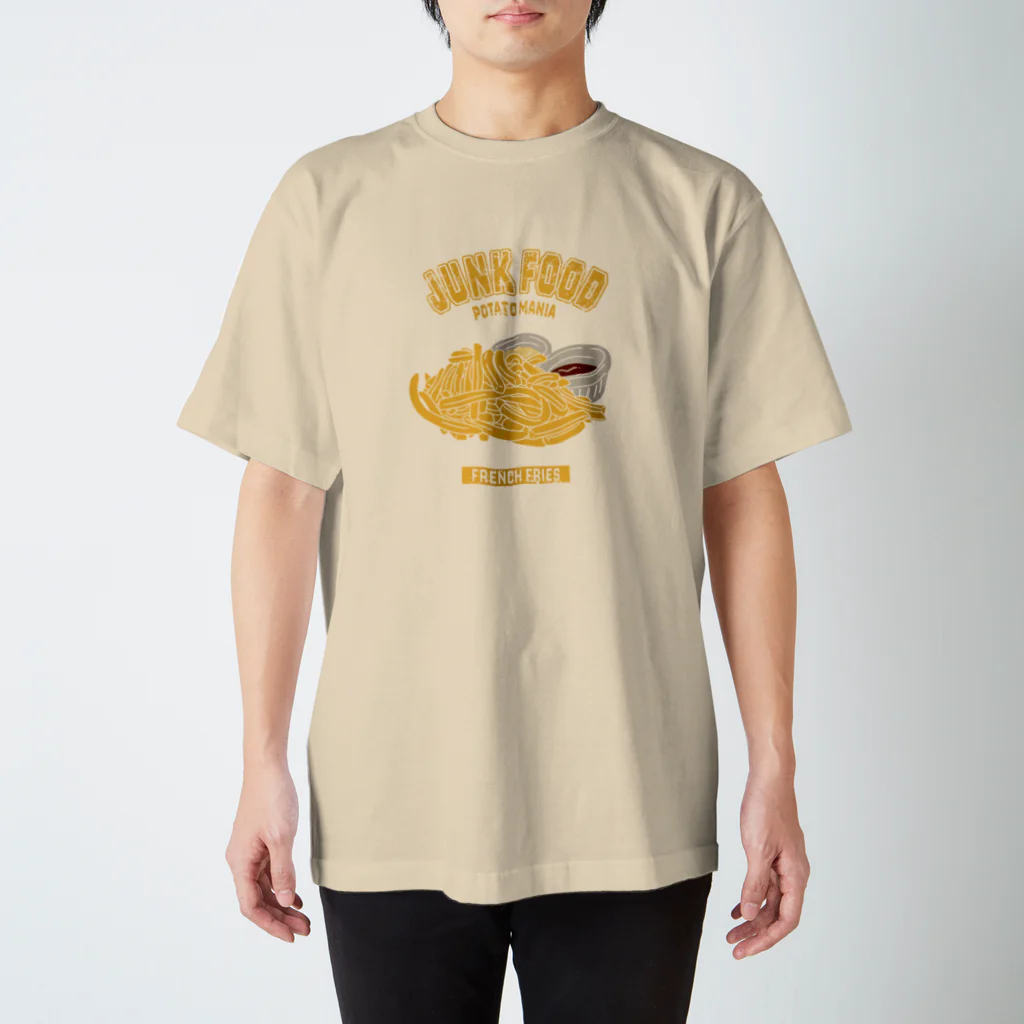 メシテロタイプ（飯テロTシャツブランド）の細細フライドポテト（カレッジ風イラスト） Regular Fit T-Shirt