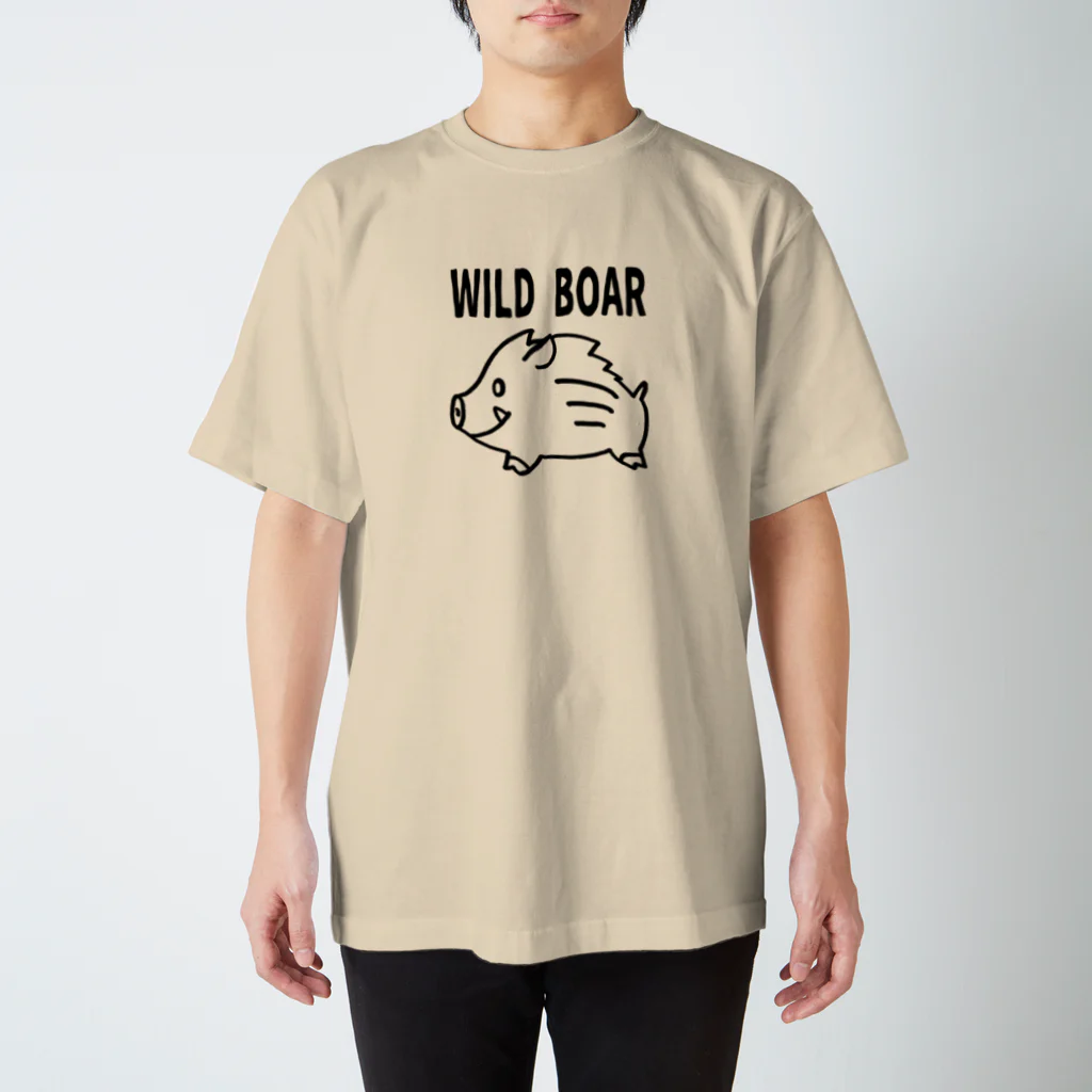 イノシシライフ INOsisiLIFEの「WILD BOAR」(黒線) スタンダードTシャツ