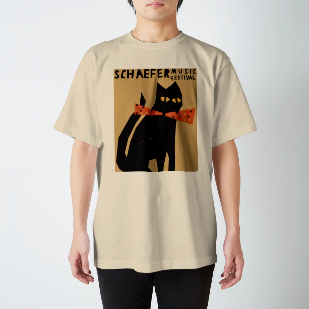 YS VINTAGE WORKSのアメリカ・ニューヨーク SCHAEFER MUSIC FESTIVAL 蝶タイ猫 1974年 スタンダードTシャツ