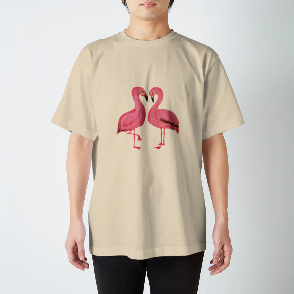 くろすけのハートのフラミンゴ Regular Fit T-Shirt