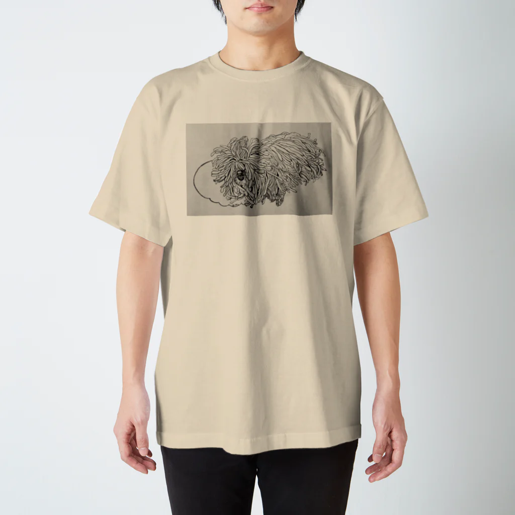 光平洋子のかしこいプーリー犬が転がる。 puli illustration  Regular Fit T-Shirt