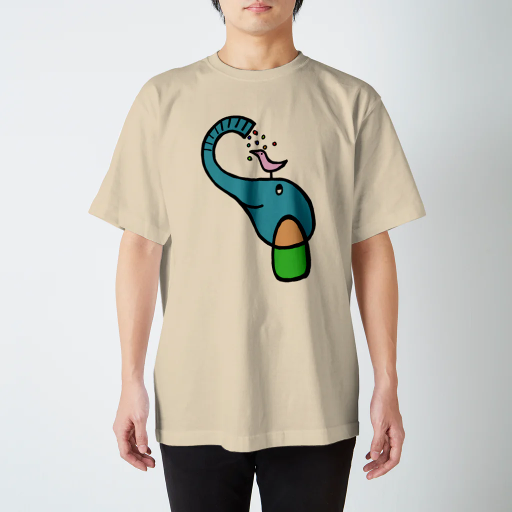 もぐらさんのみずあびゾウさんコトリくん  スタンダードTシャツ