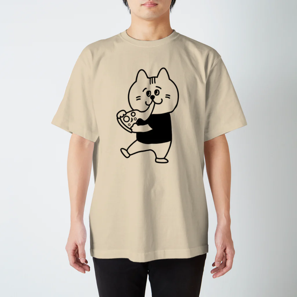 BEERKICHI(ビアキチ)の【前面/ロゴなし】ビアキチくん(ピザ) スタンダードTシャツ