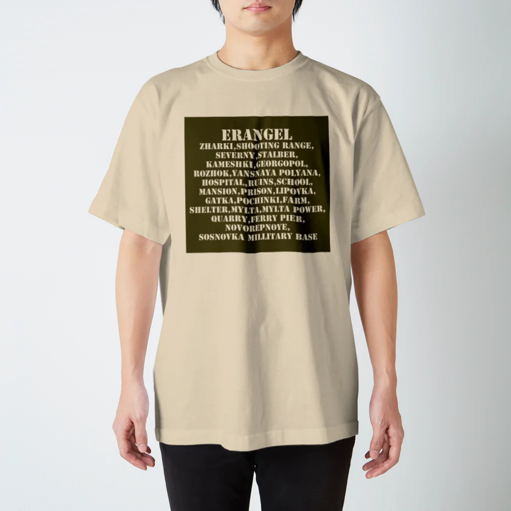 Plastic-EarthのErangel（エランゲル）地名Tシャツ Ver,2 Regular Fit T-Shirt