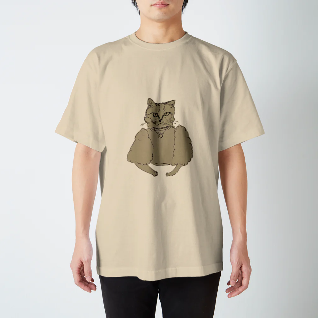 冬虫夏草洋品店&トッキータ.のファー袖が好きなオネコ スタンダードTシャツ