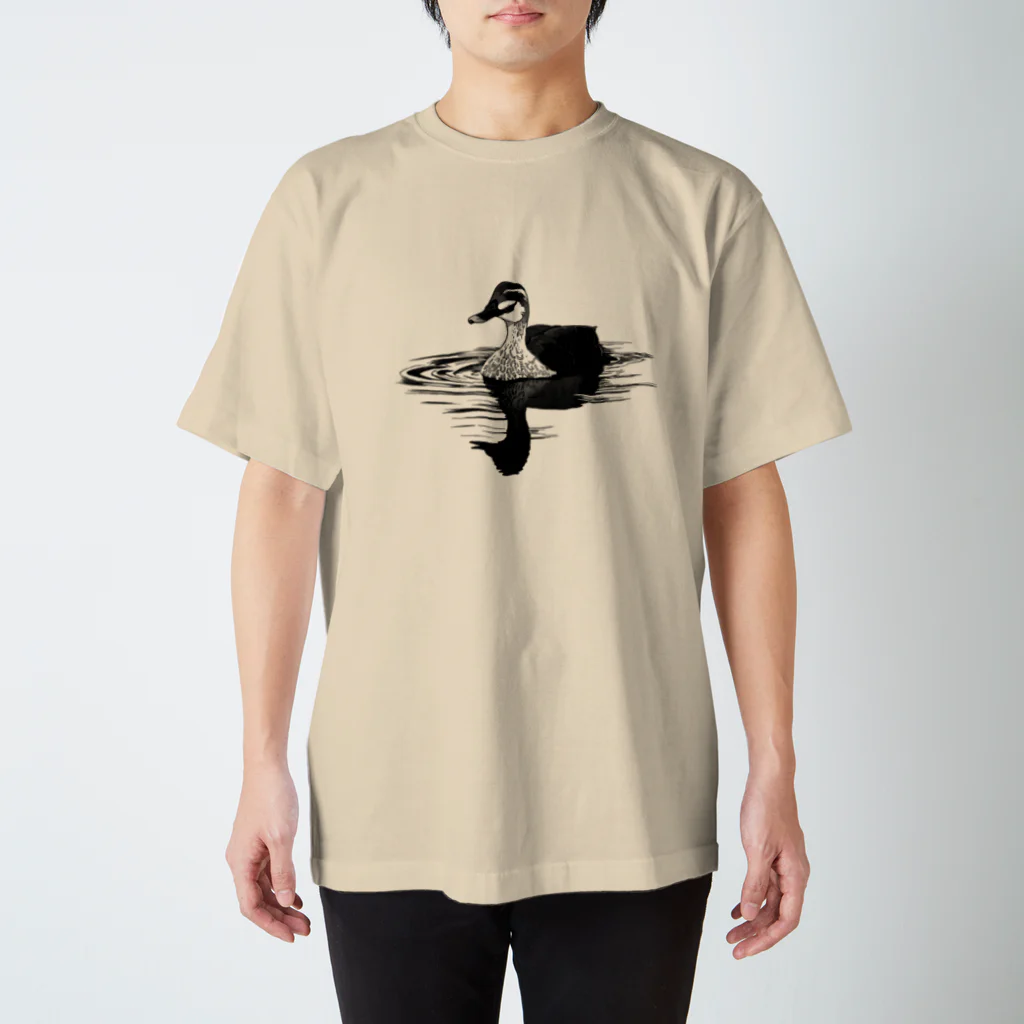 アキヅキのカルガモ（モノクロ） スタンダードTシャツ
