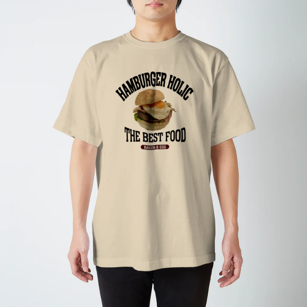 メシテロタイプ（飯テロTシャツブランド）のベーコン＆エッグバーガー（ビンテージ風） スタンダードTシャツ