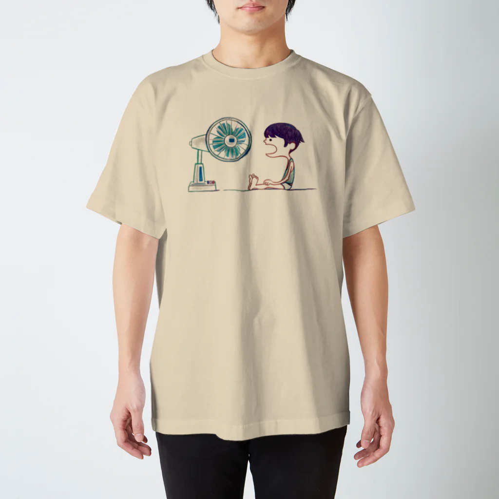 かずまさ工房 ふむねこのおいらくんと扇風機 Regular Fit T-Shirt