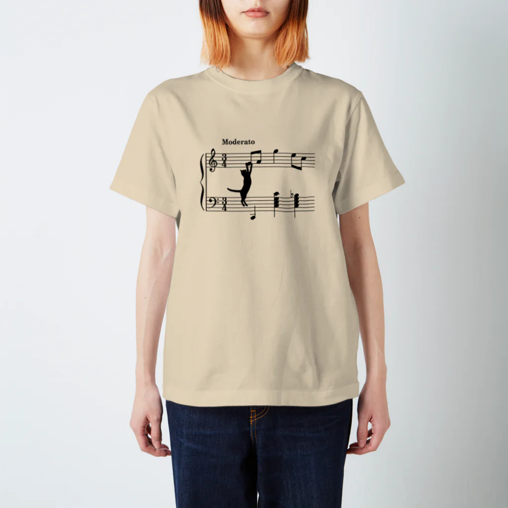 SHOP KazzBのネコ、音符にジャンプ！(TS) スタンダードTシャツ