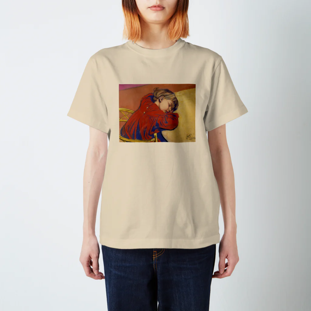 世界の絵画アートグッズのStanisław Wyspiański 《眠るスタース》 Regular Fit T-Shirt