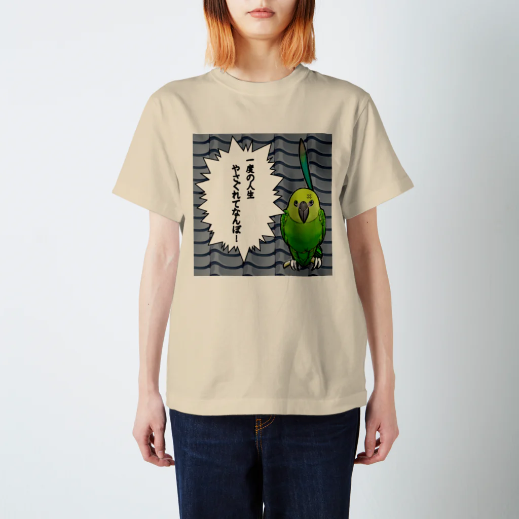 なっつ ふぁくとりーのやさぐれインコ ピスケTシャツ スタンダードTシャツ