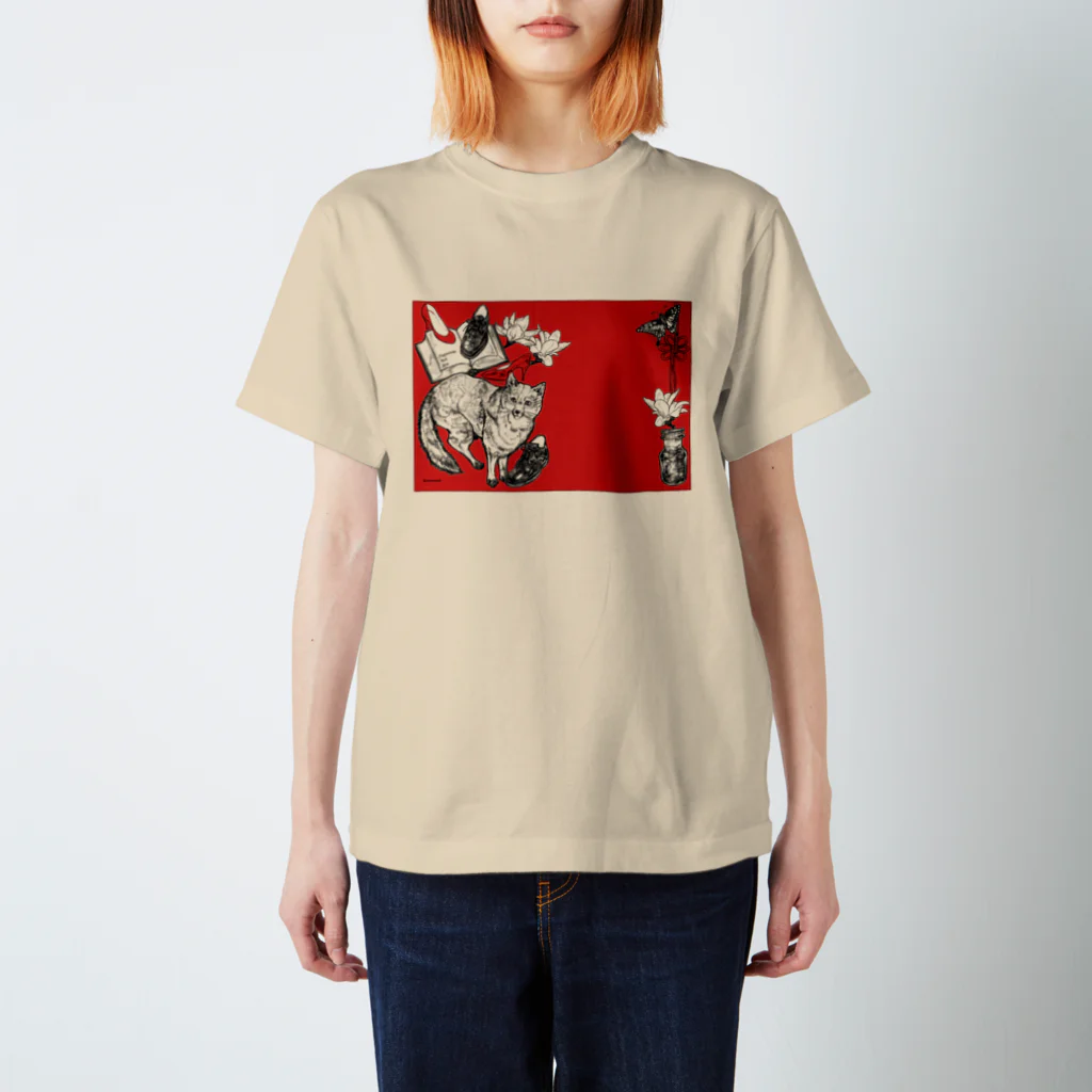 made blueのRetoro Japanese red Fox stationery Regular Fit T-Shirt