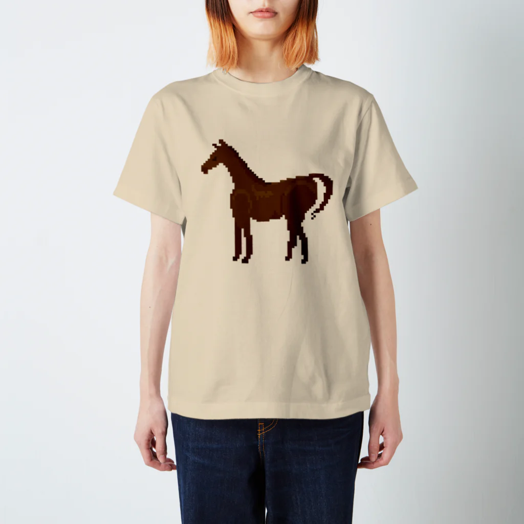 ねむいさかなのお店のドット　馬 スタンダードTシャツ