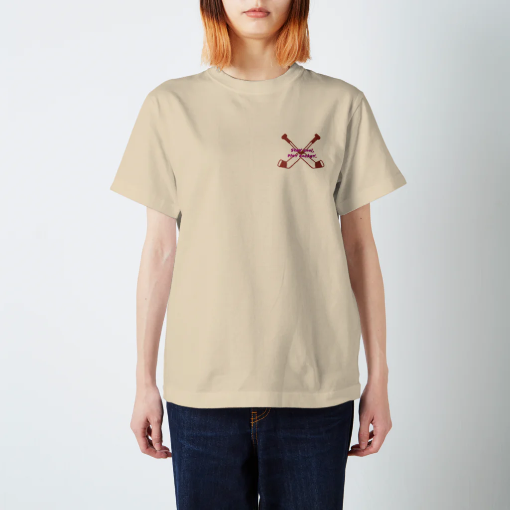 勇魚舎のアイスホッケーGKスティック・ブラウンクロス Regular Fit T-Shirt