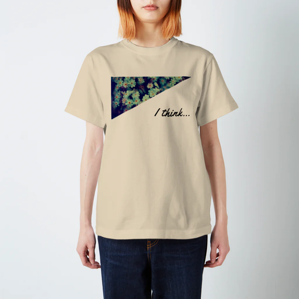 きつねとダイアモンドの水色の花シリーズ スタンダードTシャツ