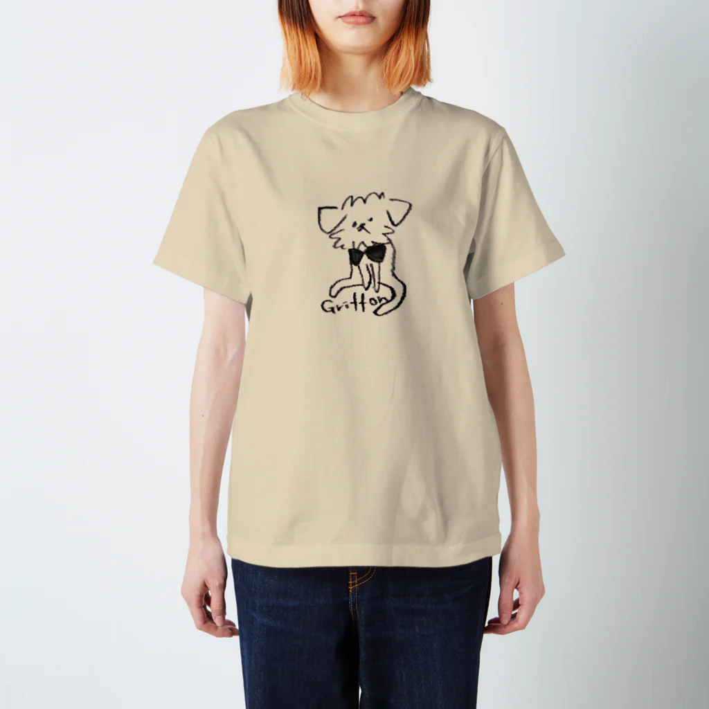 Ayumi HIdakaのゆるっとグリフォン（モノクロ） スタンダードTシャツ