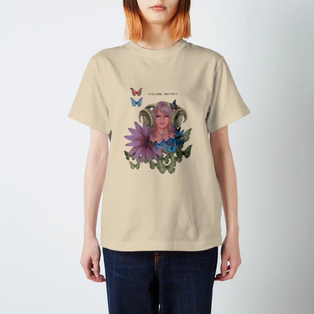 猫乃店のBlue butterfly collage Regular Fit T-Shirt