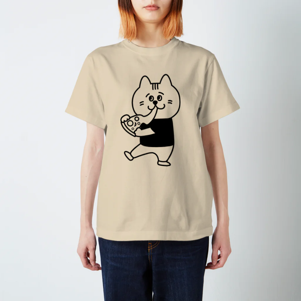 BEERKICHI(ビアキチ)の【前面/ロゴなし】ビアキチくん(ピザ) スタンダードTシャツ