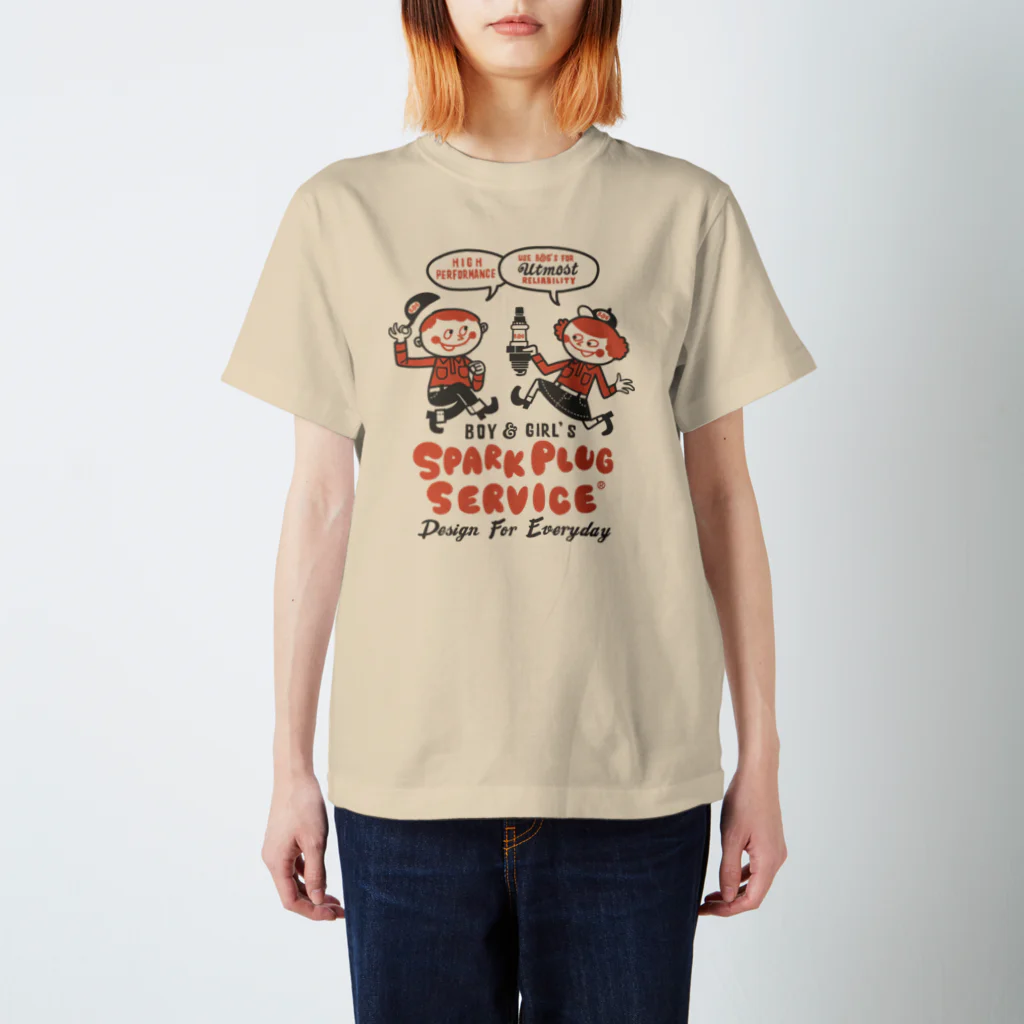 Design For EverydayのスパークプラグとBoy & Girl★アメリカンレトロ【片面B柄】 Regular Fit T-Shirt