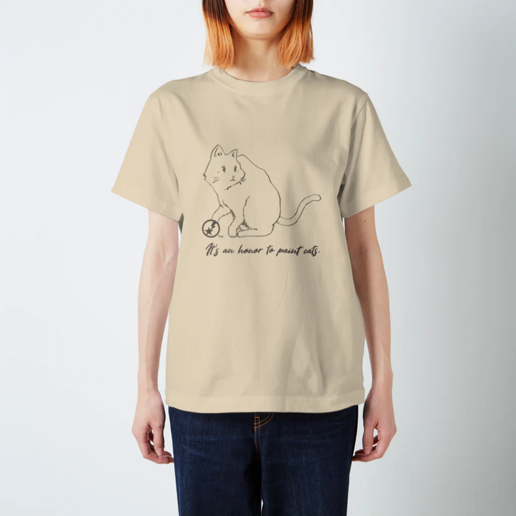 AMKWorksのさらり画（名言イラストT（猫 グレー）） スタンダードTシャツ