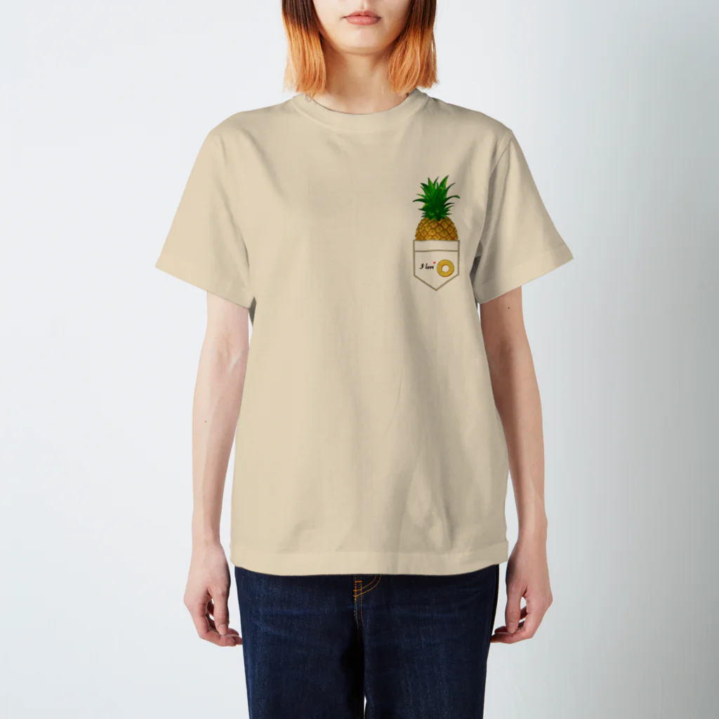 ekoeko ショップのI love パイナップル ワンポイントTシャツ Regular Fit T-Shirt