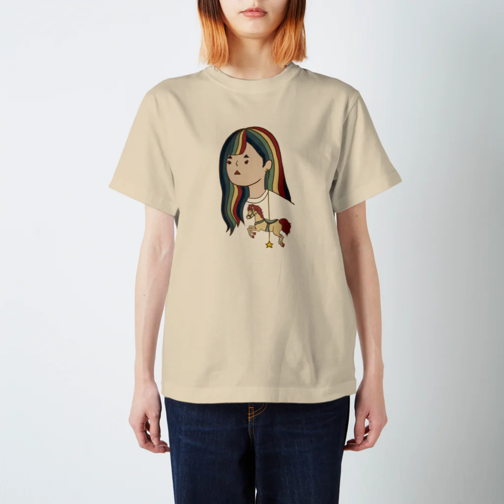 kanata△▽△のsankakusan HorsePiece Regular Fit T-Shirt