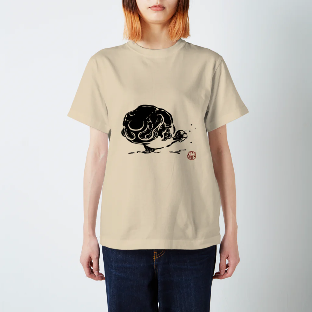 花日和 畳のびっちょん金魚(黒) Regular Fit T-Shirt