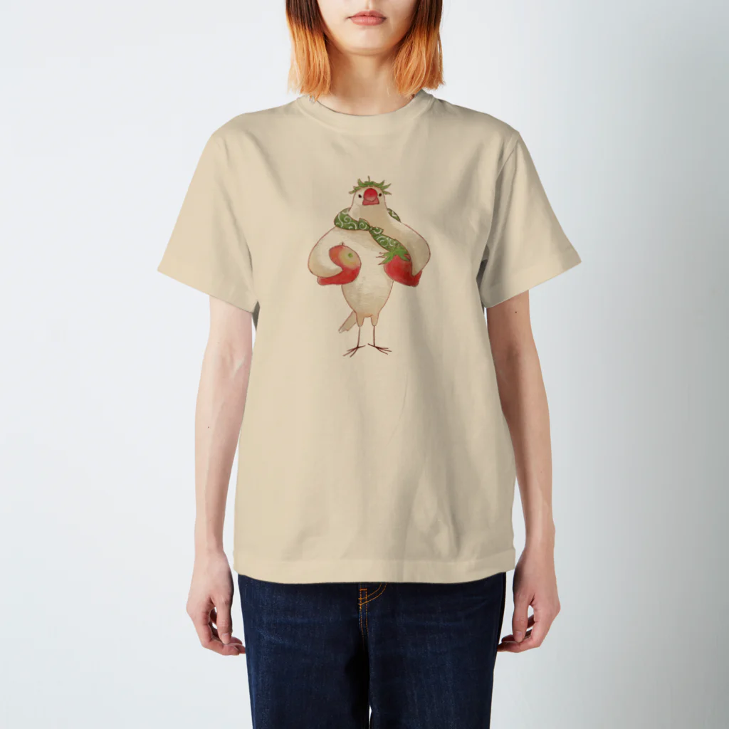 ふろしき文鳥のお店の苺のヘタ冠 スタンダードTシャツ