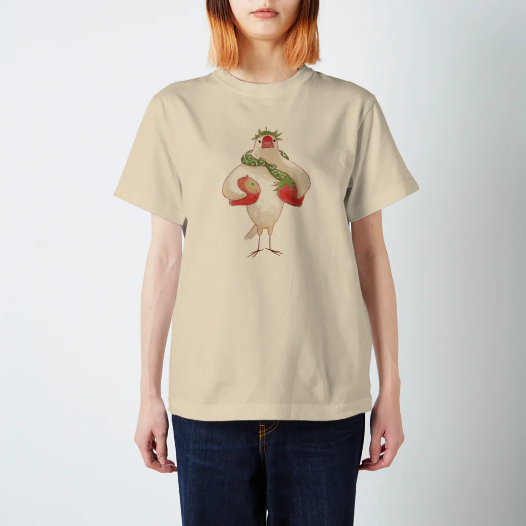 ふろしき文鳥のお店の苺のヘタ冠 Regular Fit T-Shirt