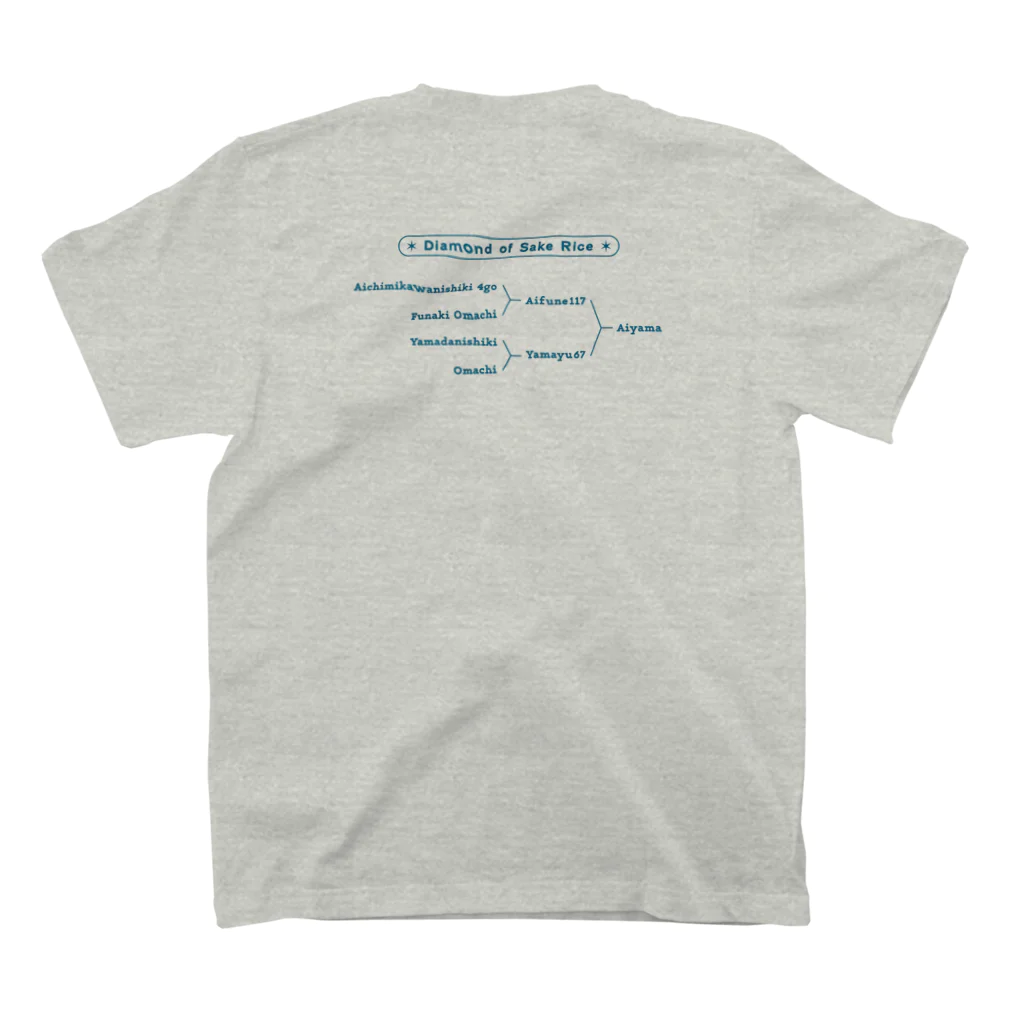じゅんまい商店のAIYAMANIA　〜好きな酒米は愛山です♡〜 Ver. 2.0【Blue】 Regular Fit T-Shirtの裏面
