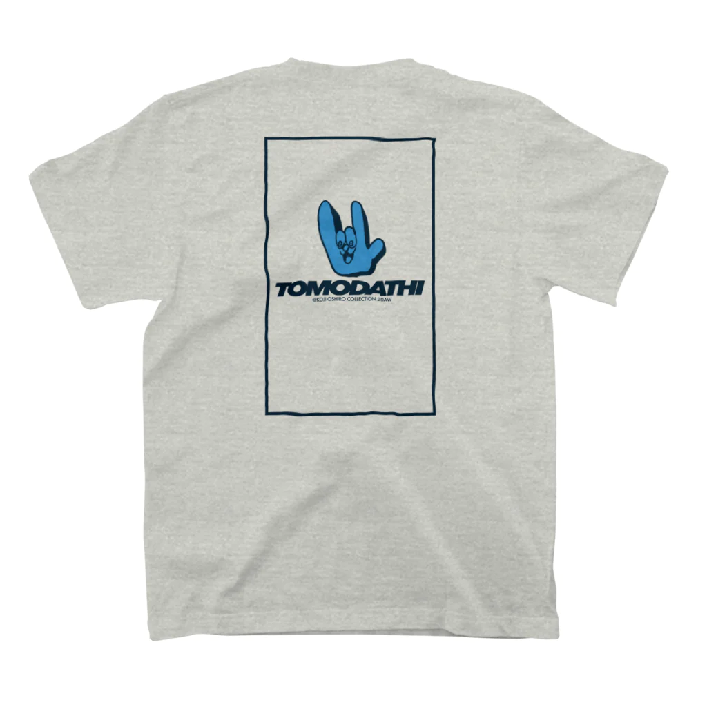 KOJI OSHIRO_WEB STOREのTOMODATHI BOX　GRAY×BLUE スタンダードTシャツの裏面