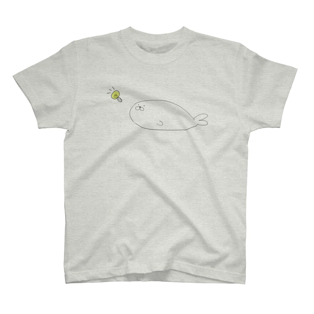北海道のいきもののゆるゆるアザラシ＜ひらめき＞ Regular Fit T-Shirt