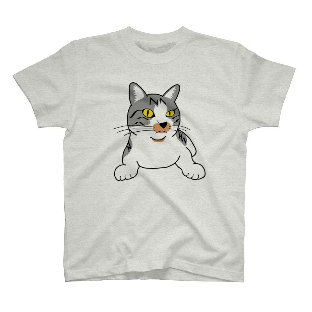 猫ねむりzzz..のサバ白の鼻ブチ猫ちゃん スタンダードTシャツ