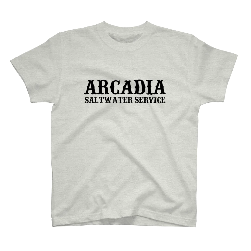 アシスト通信社のARCADIA SALTWATER SERVICE BLACK#1 Regular Fit T-Shirt