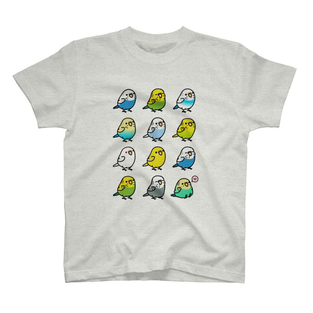 Cody the LovebirdのChubby Bird セキセイインコ大集合 Regular Fit T-Shirt